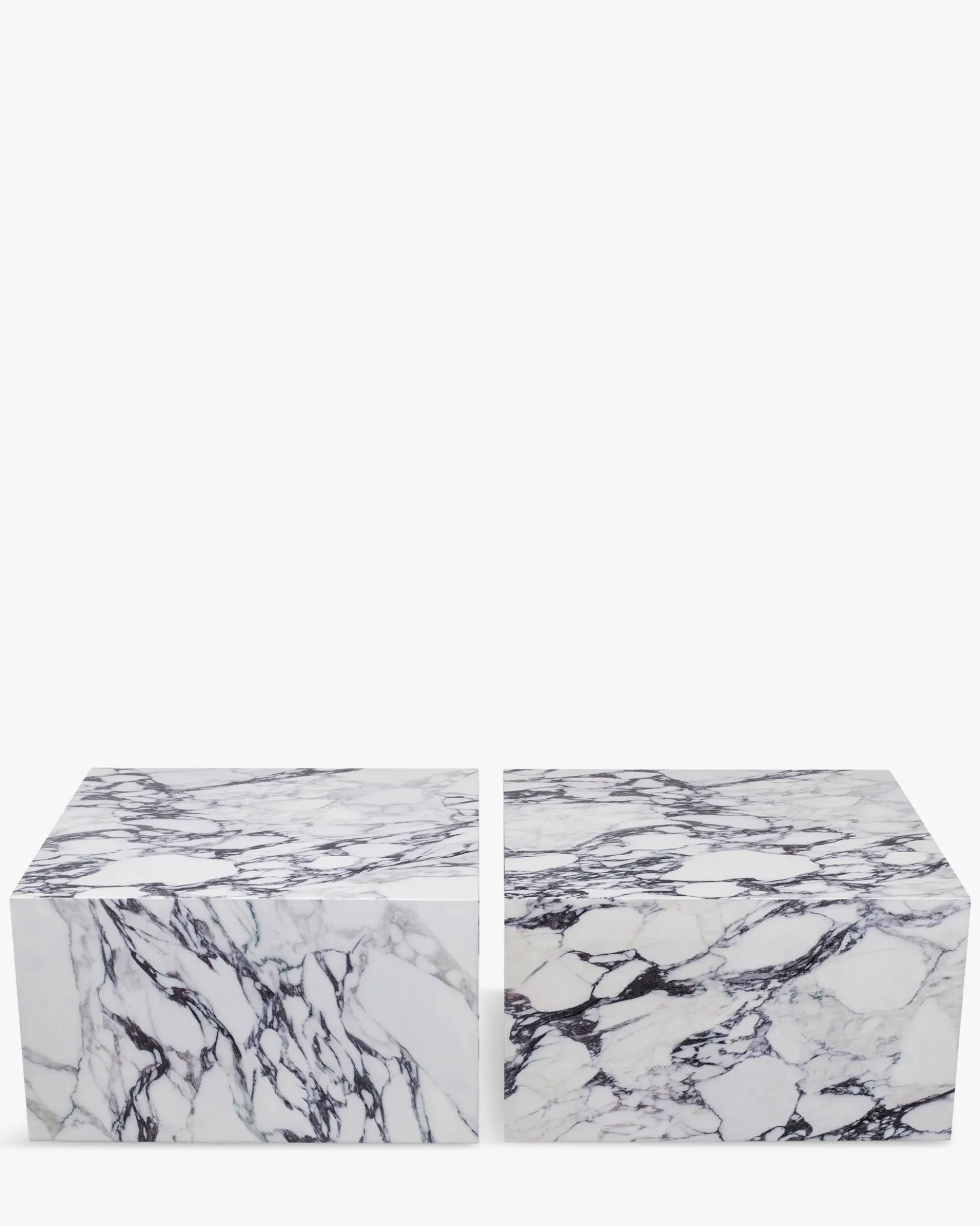 Ensemble de 2 tables basses, Cubes effet marbre glossy Roma