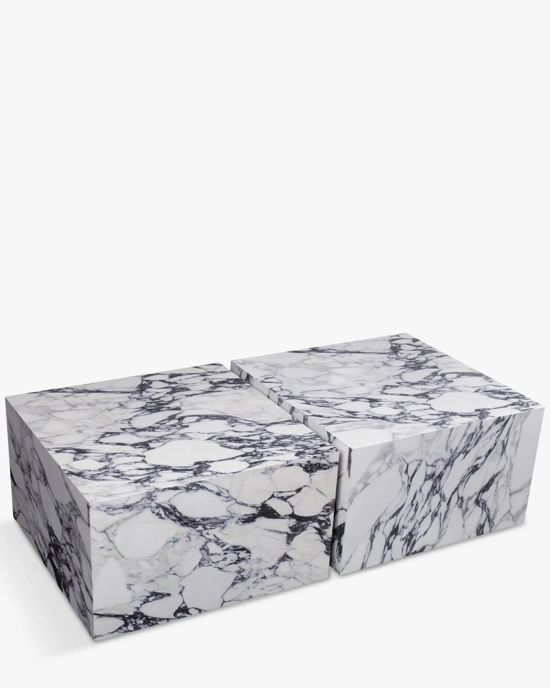 Ensemble de 2 tables basses, Cubes effet marbre glossy Roma