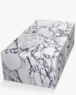 Ensemble de 2 tables basses, Cubes effet marbre glossy Roma