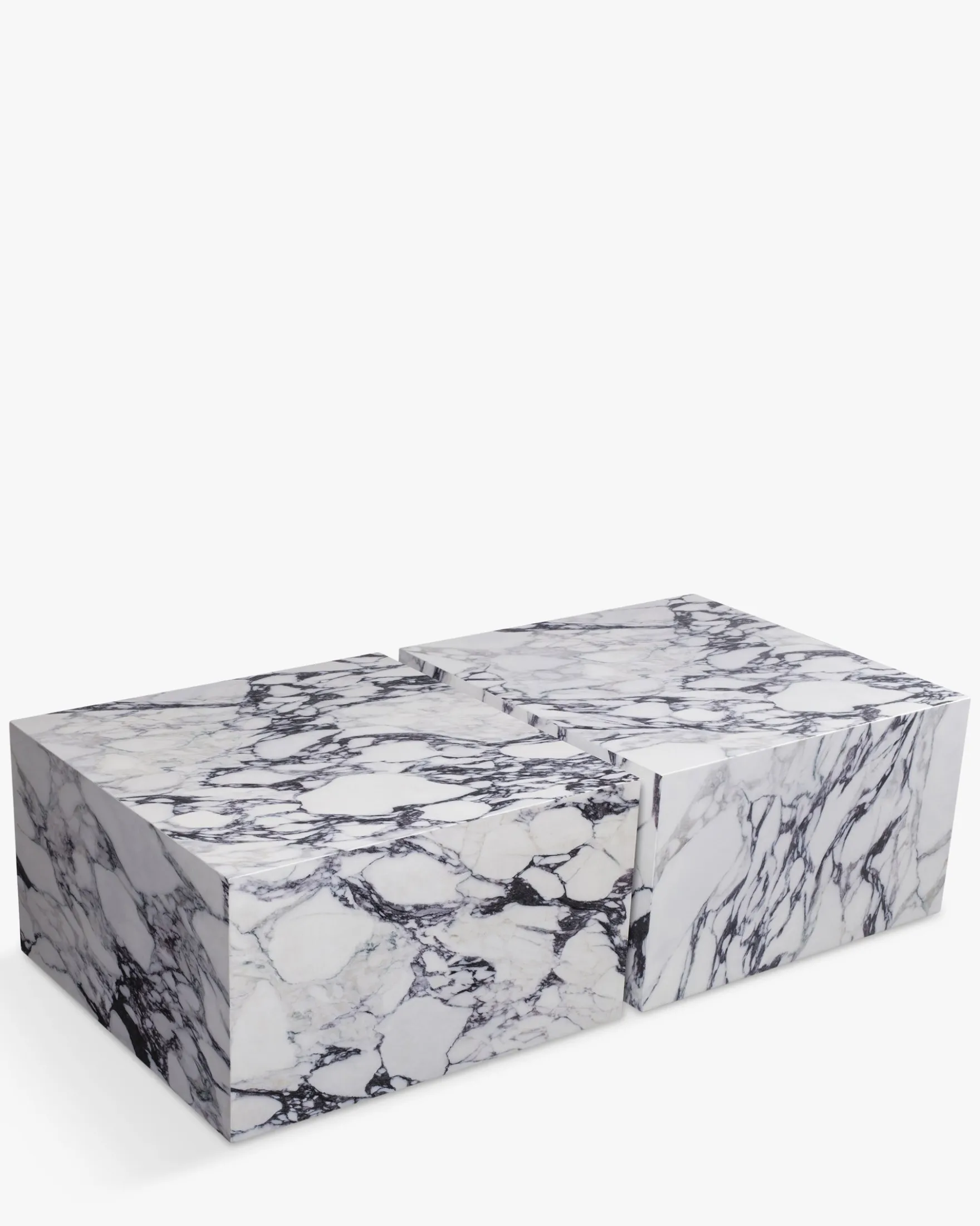 Ensemble de 2 tables basses, Cubes effet marbre glossy Roma