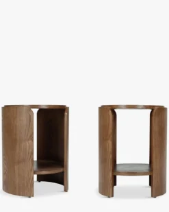 Ensemble de 2 tables de chevet ou d'appoint, Bois noyer, H50 Elipse