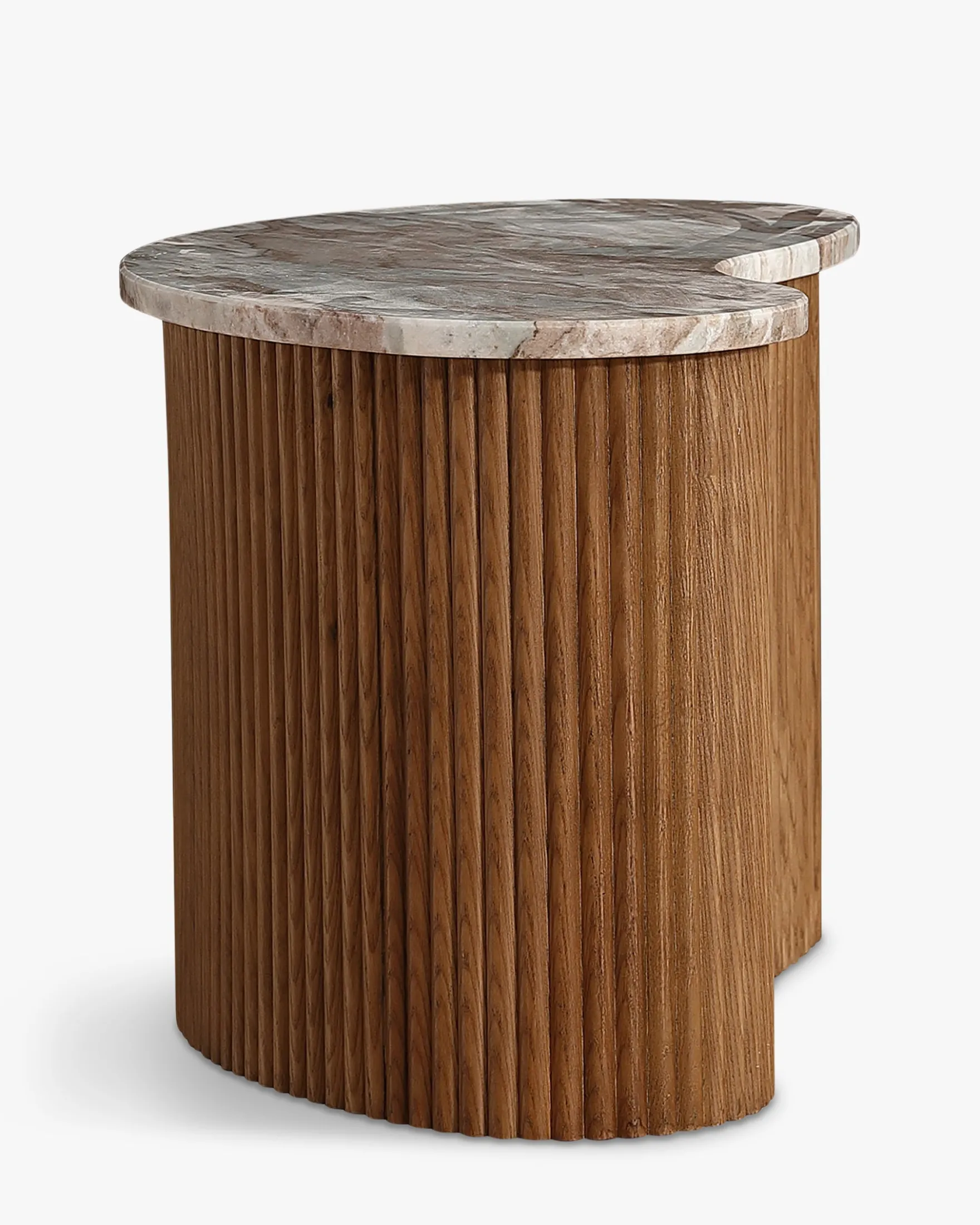 Ensemble de 2 tables gigognes, Marbre Kanta rouge & noyer Isleta