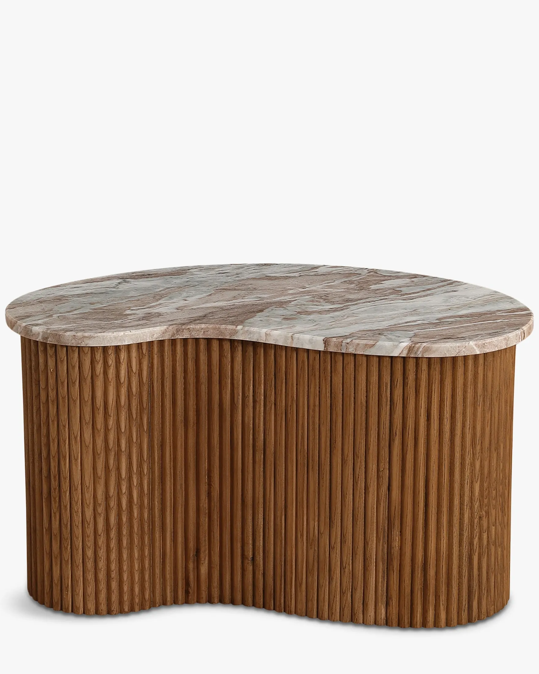 Ensemble de 2 tables gigognes, Marbre Kanta rouge & noyer Isleta
