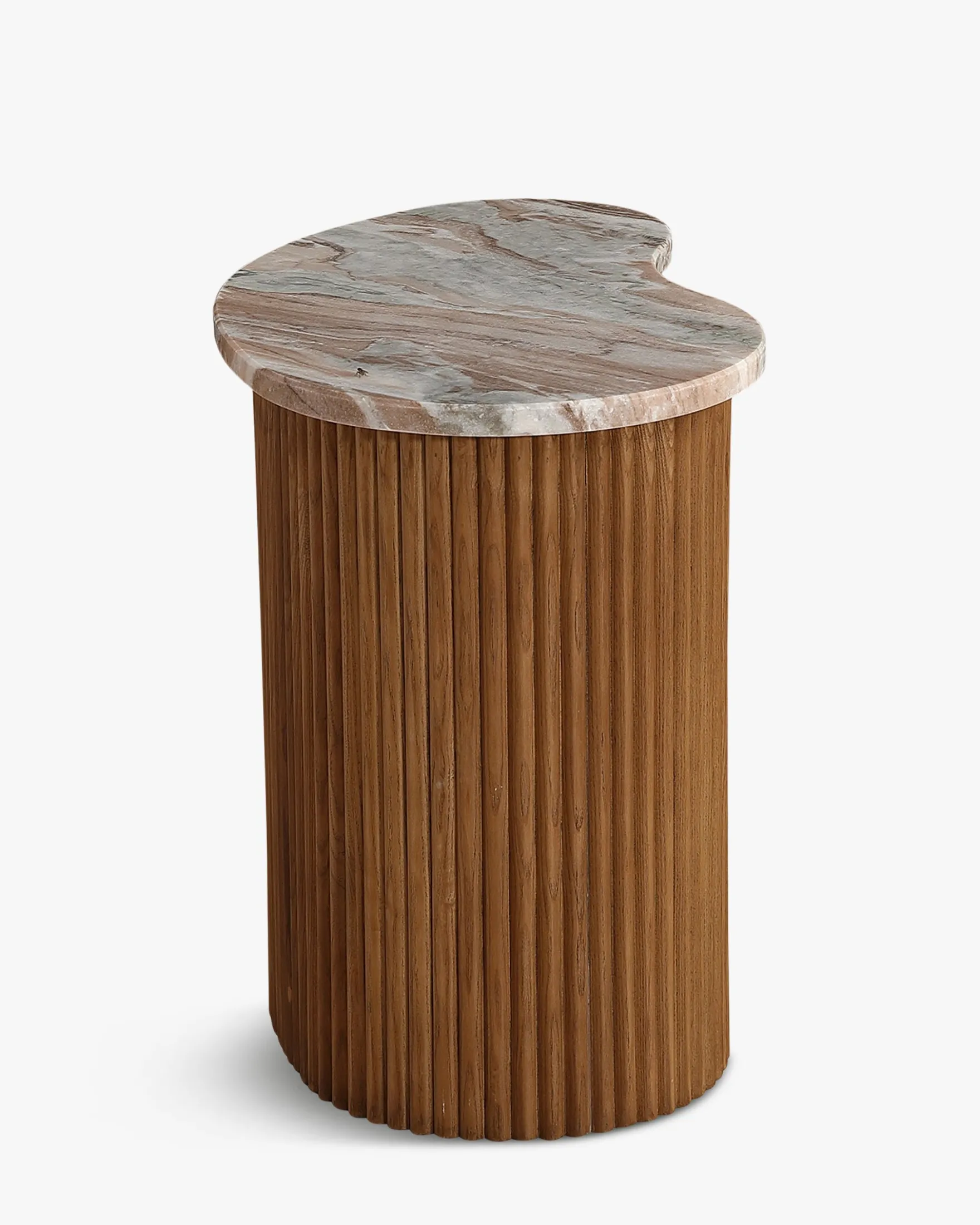 Ensemble de 2 tables gigognes, Marbre Kanta rouge & noyer Isleta