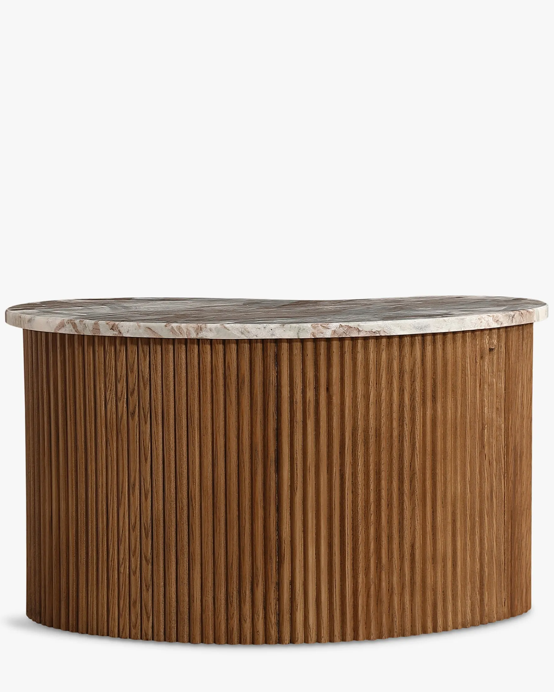 Ensemble de 2 tables gigognes, Marbre Kanta rouge & noyer Isleta