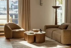 Ensemble de 2 tables gigognes, Marbre Kanta rouge & noyer Isleta