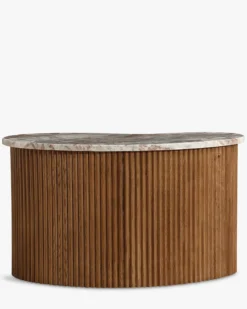 Ensemble de 2 tables gigognes, Marbre Kanta rouge & noyer Isleta