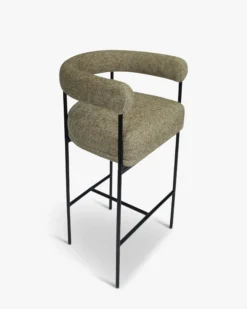 Ensemble de 2 tabourets de bar, Tweed taupe & Métal noir, H78 Arcade