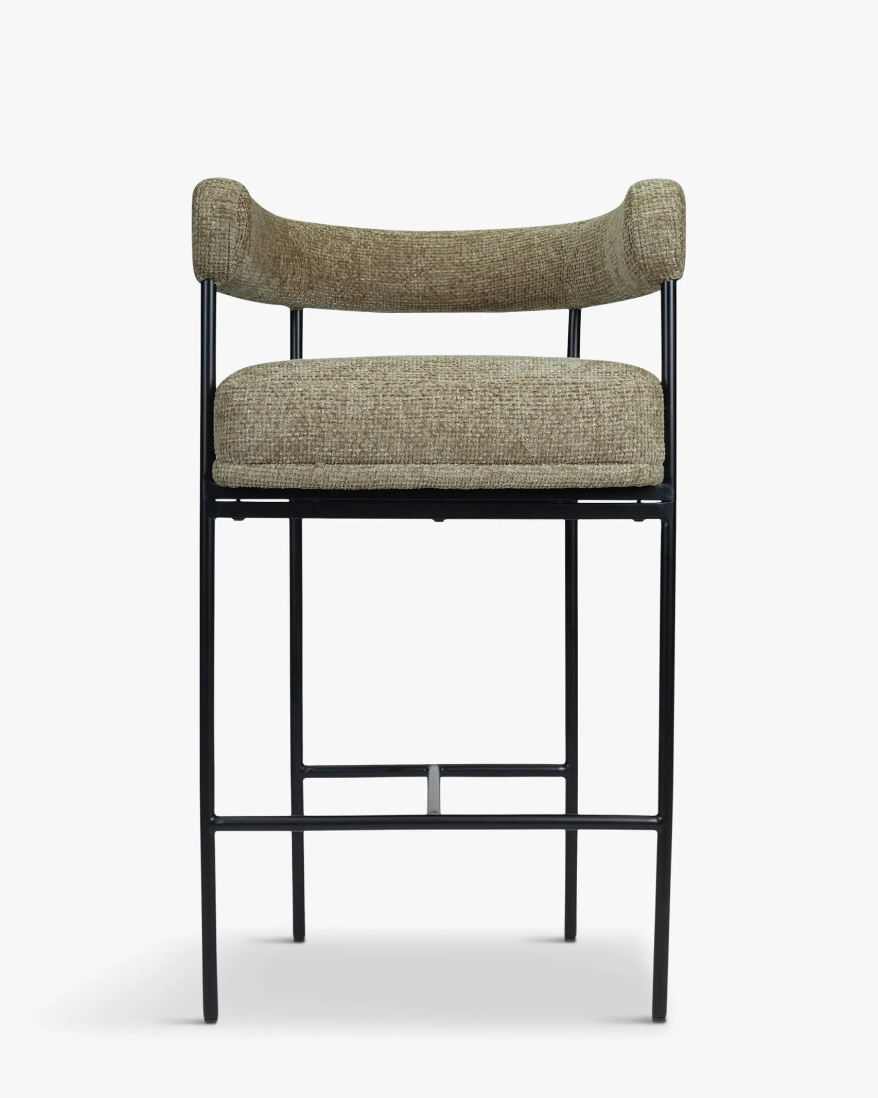 Ensemble de 2 tabourets de bar, Tweed taupe & Métal noir, H78 Arcade