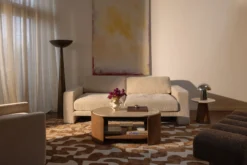Ensemble fauteuil + canapé 3 places, Velours beige côtelé Serena