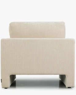Ensemble fauteuil + canapé 3 places, Velours beige côtelé Serena