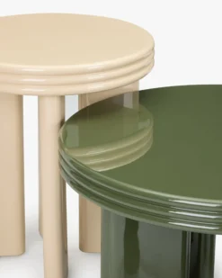Ensemble table basse + table d'appoint, Kaki & Beige, Bois finition glossy Mira
