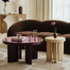 Ensemble table basse + table d'appoint, Bordeaux & Beige, Bois finition glossy Mira