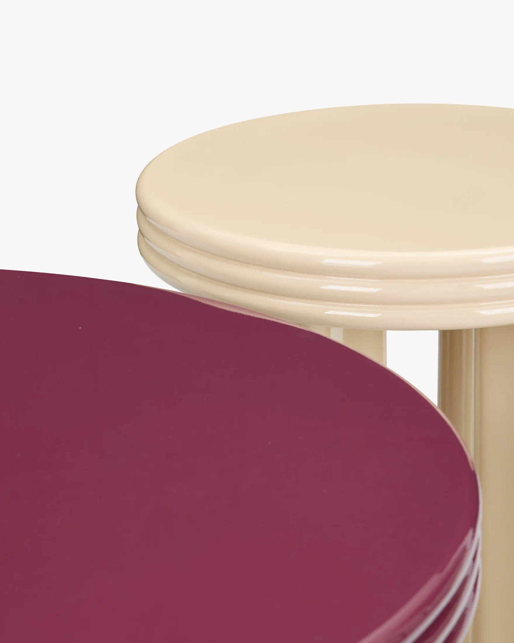 Ensemble table basse + table d'appoint, Bordeaux & Beige, Bois finition glossy Mira