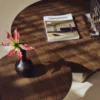Ensemble Table basse + Table d'appoint, Bois de frêne teinte noyer & Acier inoxydable Hexa