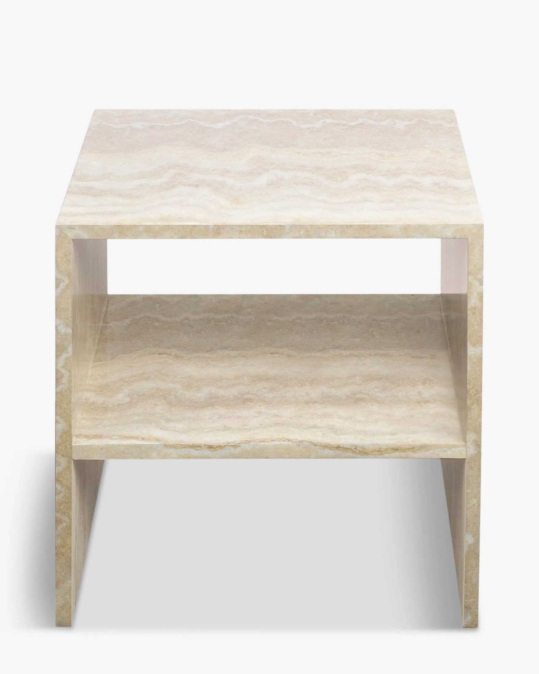 Ensemble 2 tables de chevet, Beige effet travertin, H50 Napoli