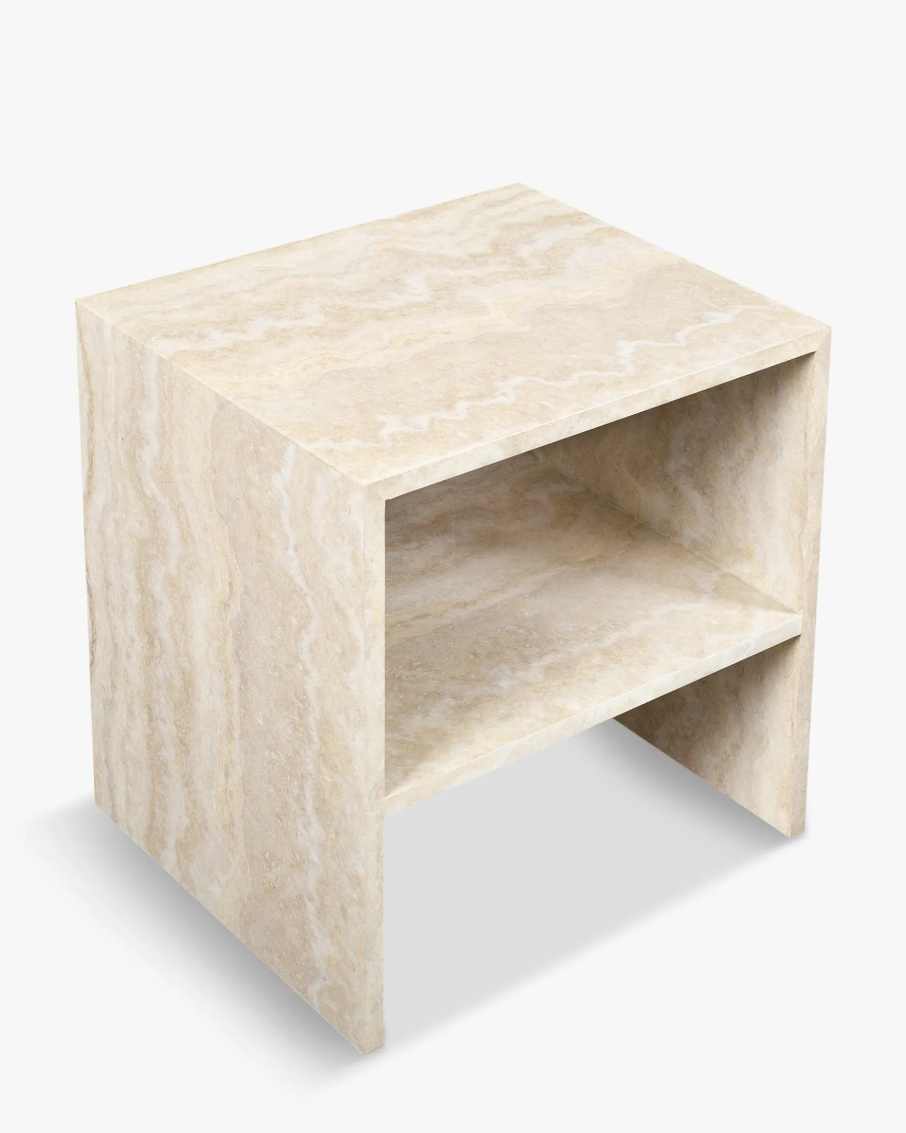 Ensemble 2 tables de chevet, Beige effet travertin, H50 Napoli