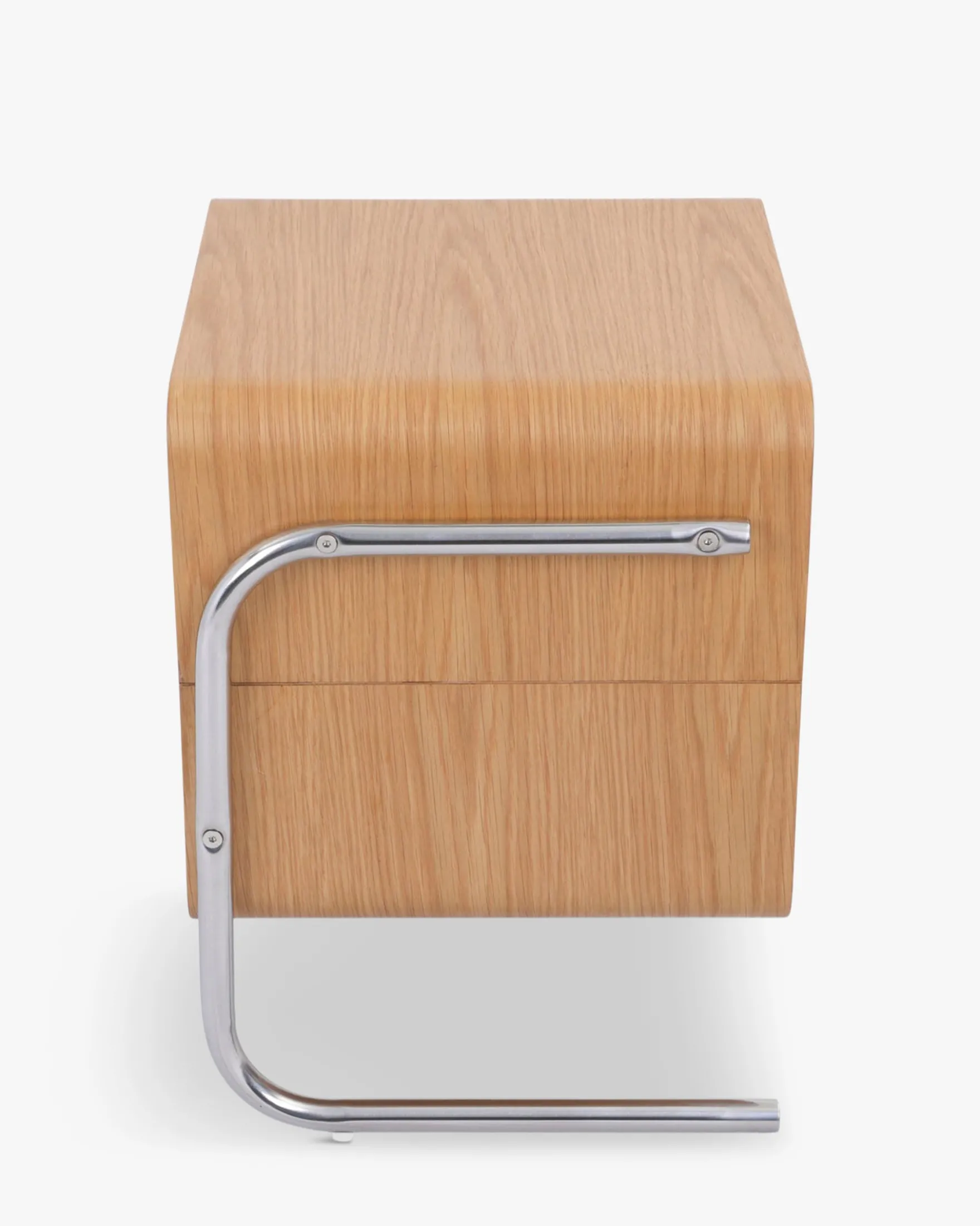 Ensemble 2 tables de chevet, Bois de chêne veiné & acier chromé, H50 Andria