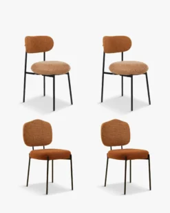 Ensemble 4x chaises, Tweed orange miami + rouge brique Maia, Mogan