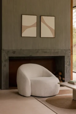 Fauteuil, Blanc avoine bouclé Neo