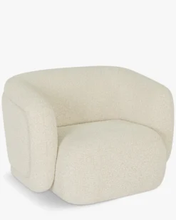 Fauteuil, Blanc avoine bouclé, 100x70 Volta