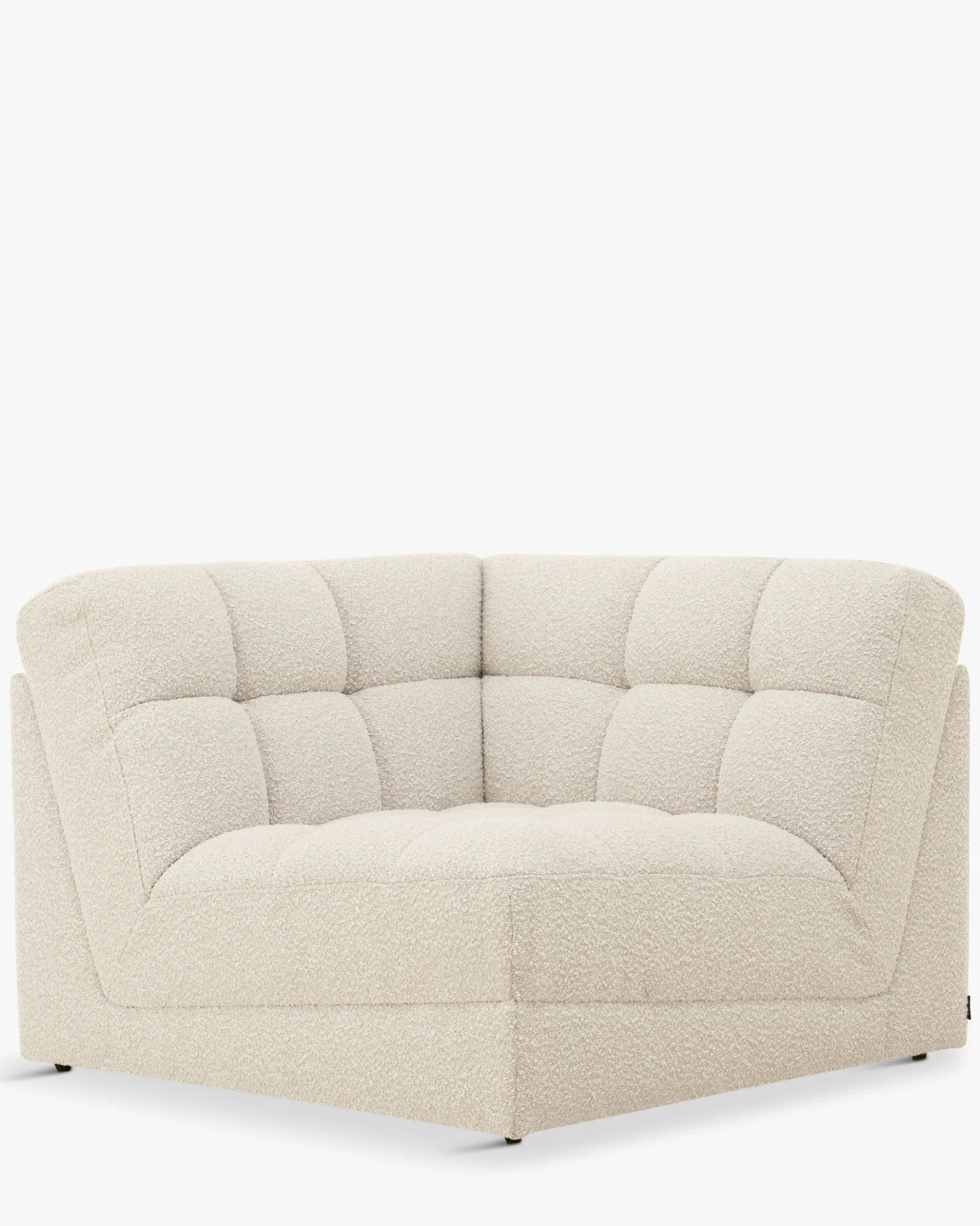 Fauteuil d'angle modulable, Blanc avoine bouclé Paul