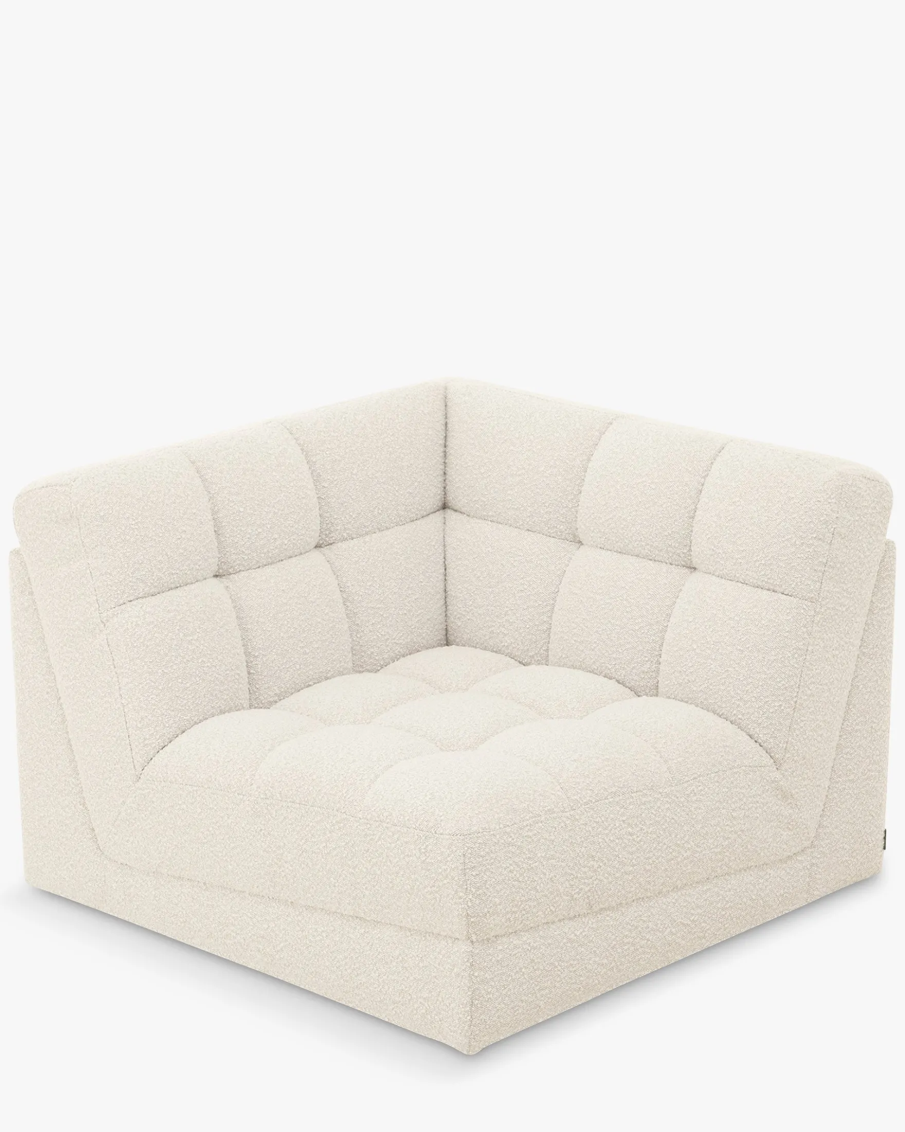 Fauteuil d'angle modulable, Blanc avoine bouclé Paul