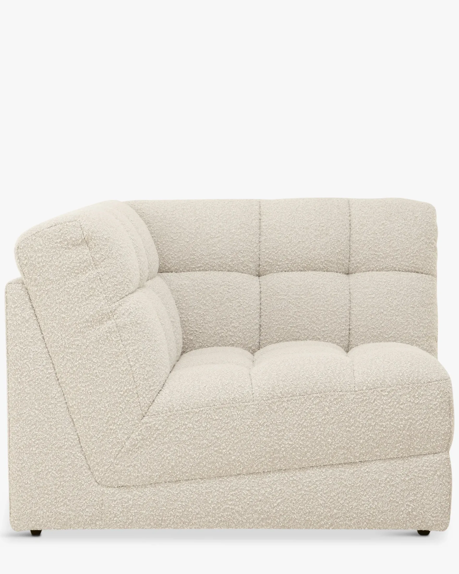 Fauteuil d'angle modulable, Blanc avoine bouclé Paul