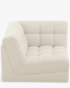Fauteuil d'angle modulable, Blanc avoine bouclé Paul
