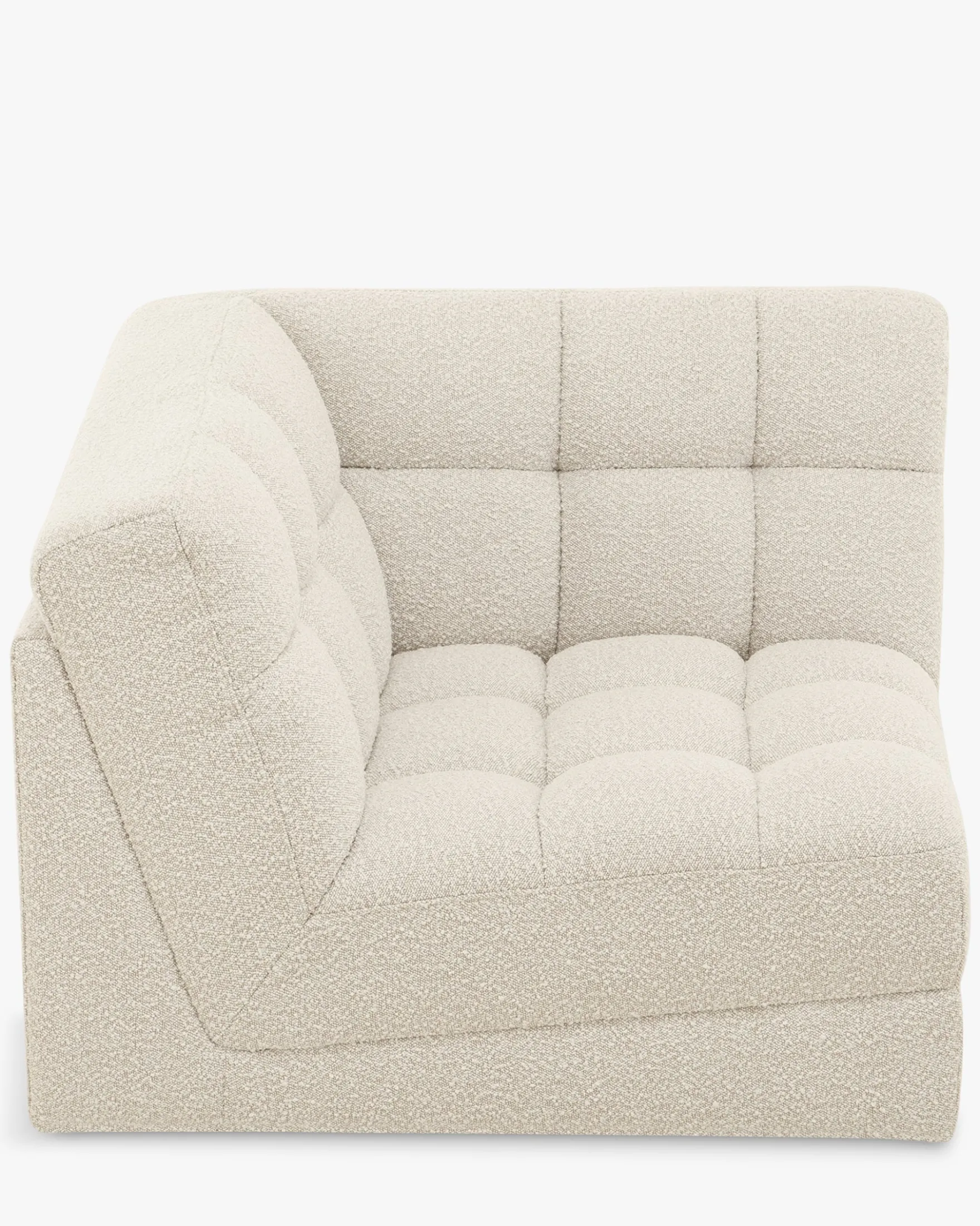 Fauteuil d'angle modulable, Blanc avoine bouclé Paul