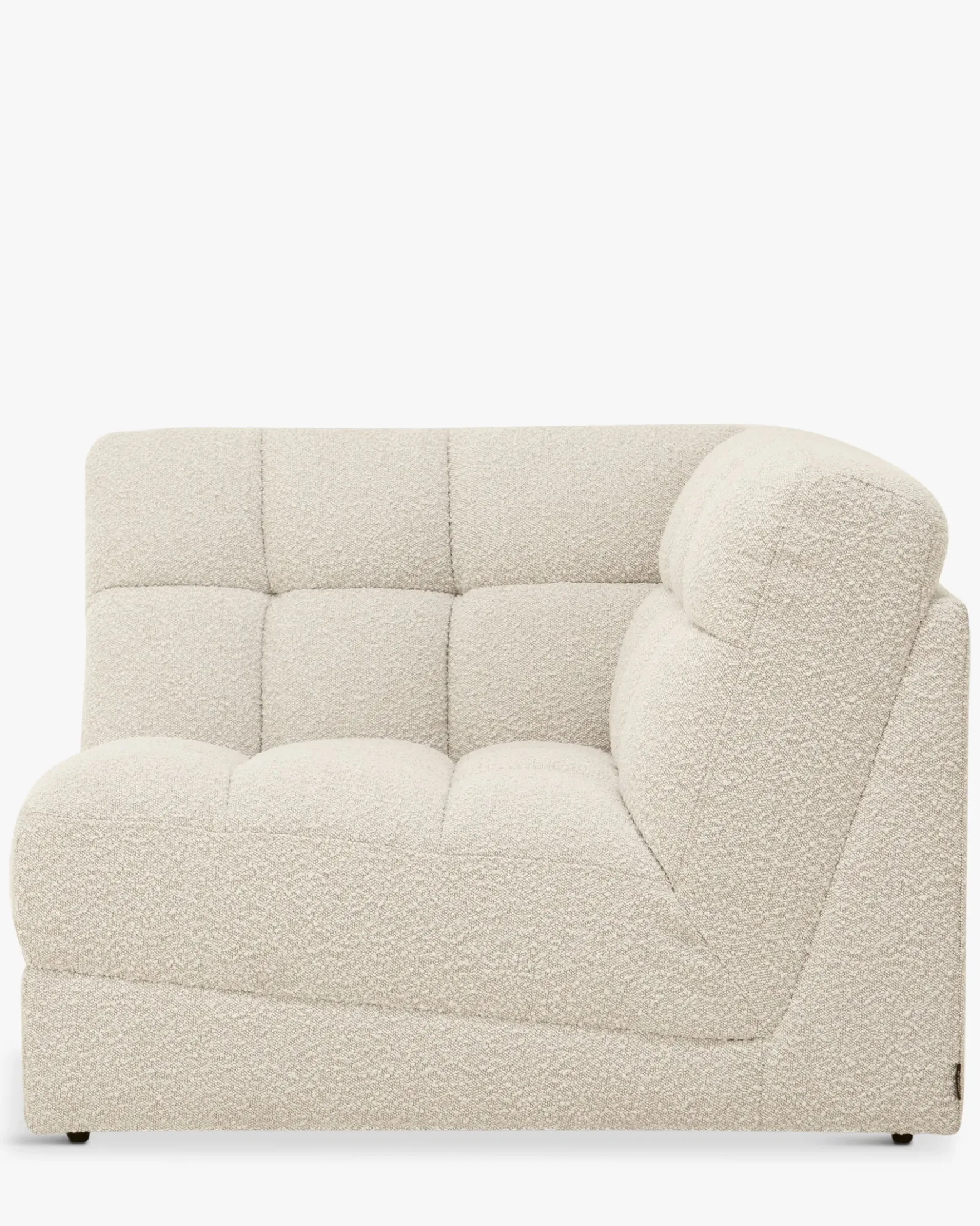 Fauteuil d'angle modulable, Blanc avoine bouclé Paul