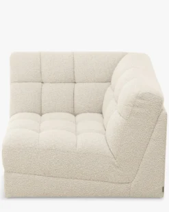 Fauteuil d'angle modulable, Blanc avoine bouclé Paul