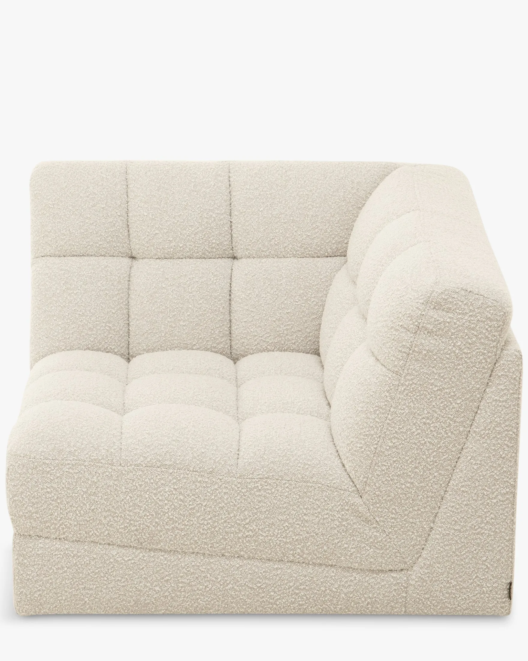 Fauteuil d'angle modulable, Blanc avoine bouclé Paul