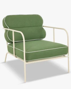 Fauteuil de jardin, Vert prairie & métal beige Maddalena