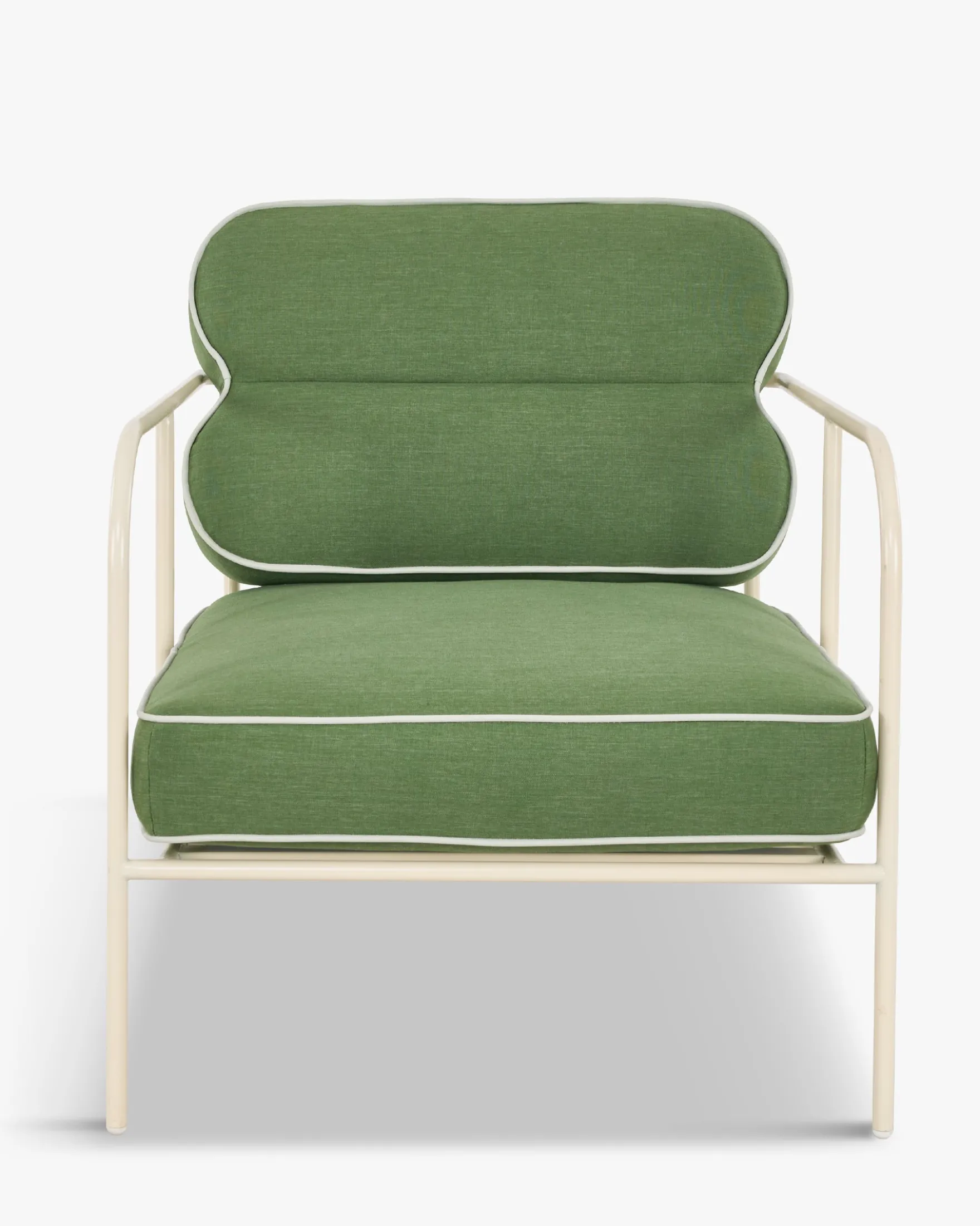 Fauteuil de jardin, Vert prairie & métal beige Maddalena