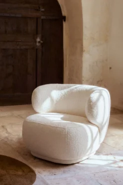 Fauteuil, Ecru bouclé, 90x70 Giulia