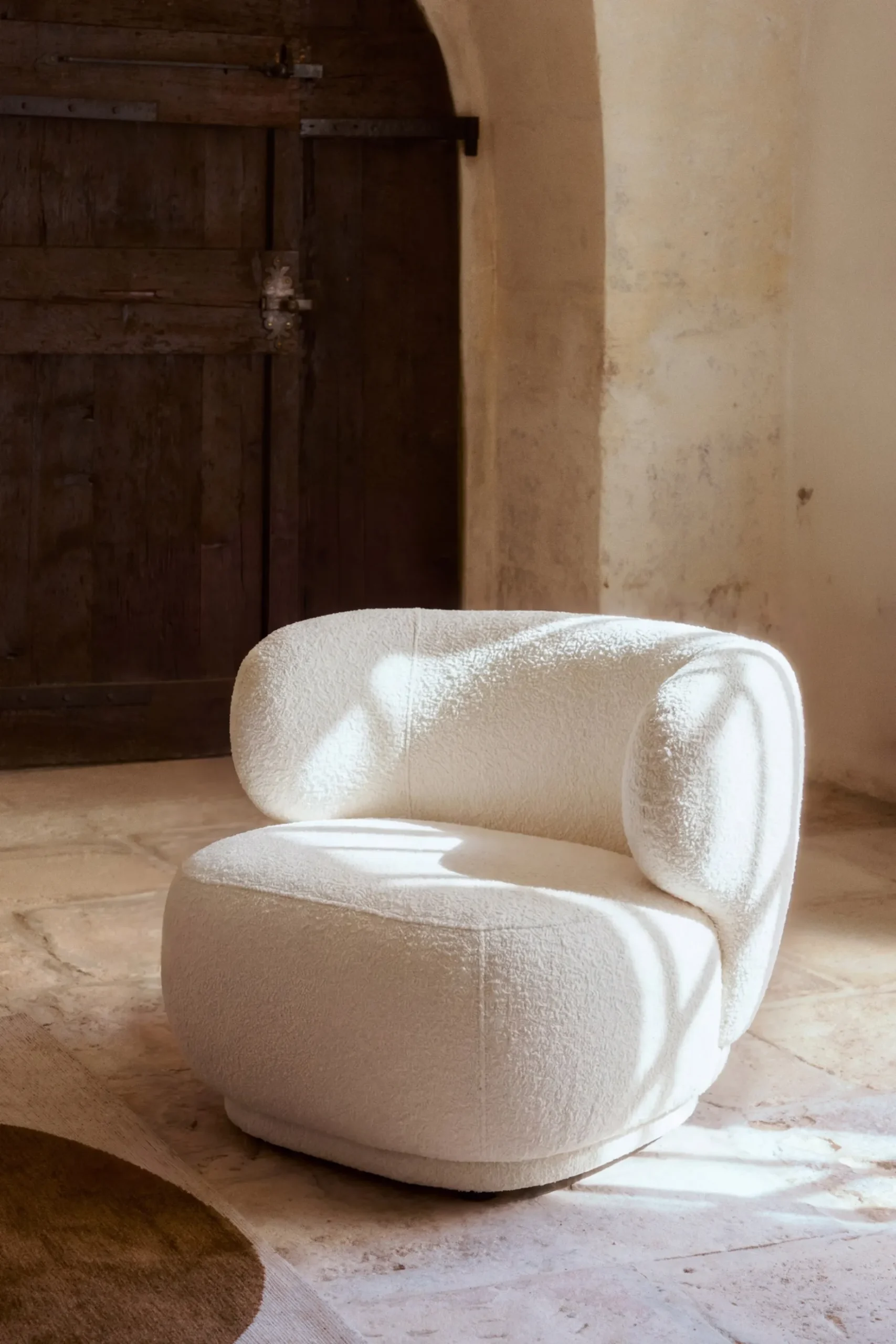 Fauteuil, Ecru bouclé, 90x70 Giulia