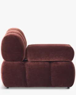 Fauteuil modulable accoudoir interchangeable, Velours bordeaux ligné Waffle