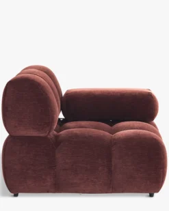 Fauteuil modulable accoudoir interchangeable, Velours bordeaux ligné Waffle