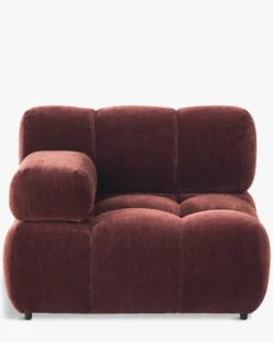 Fauteuil modulable accoudoir interchangeable, Velours bordeaux ligné Waffle
