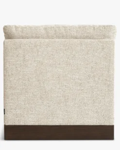 Fauteuil modulable accoudoir gauche, Tweed écru meringue & Bois teinte noyer foncé Roman