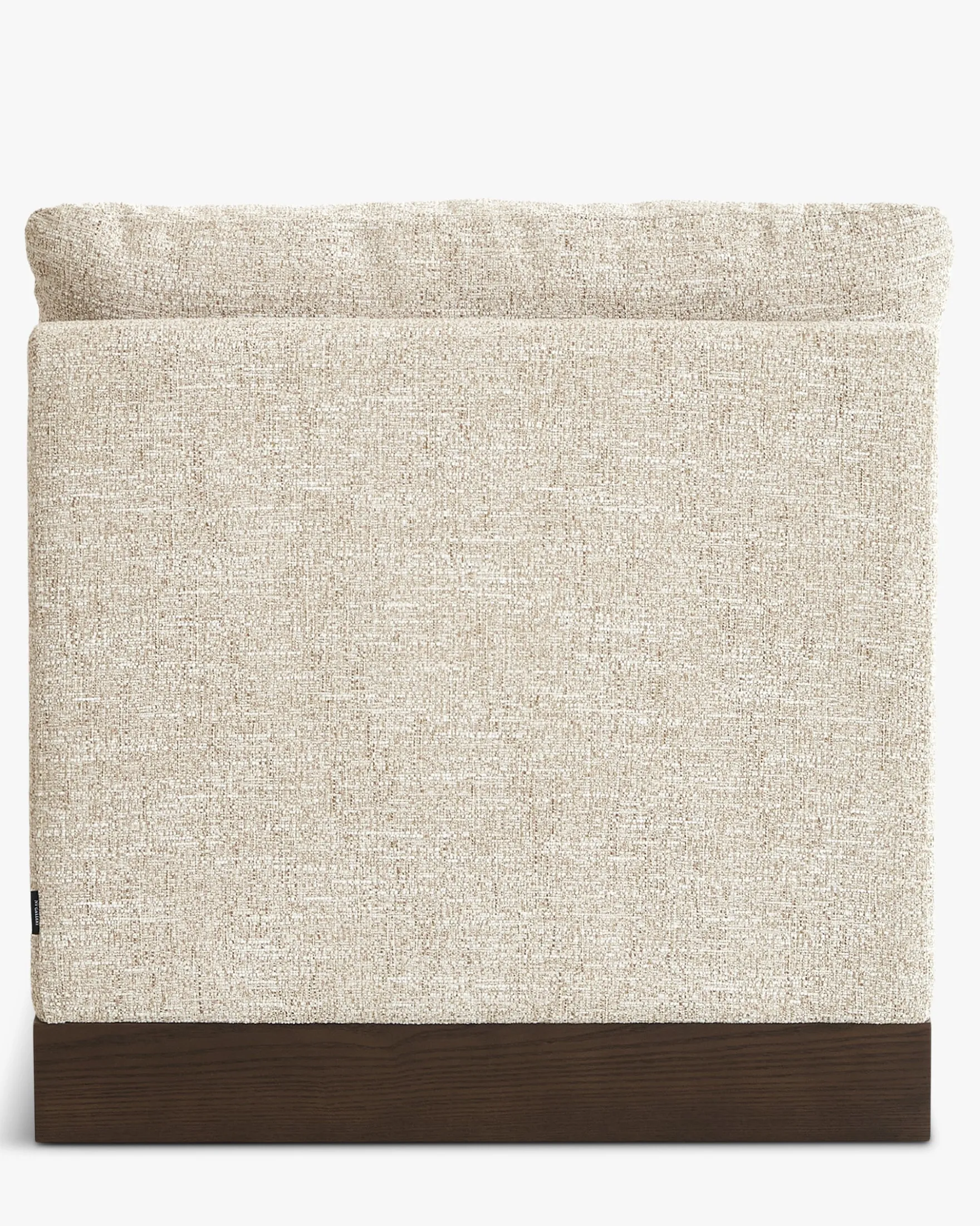 Fauteuil modulable accoudoir gauche, Tweed écru meringue & Bois teinte noyer foncé Roman