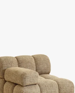 Fauteuil modulable accoudoir interchangeable, Tweed marron caramel Waffle