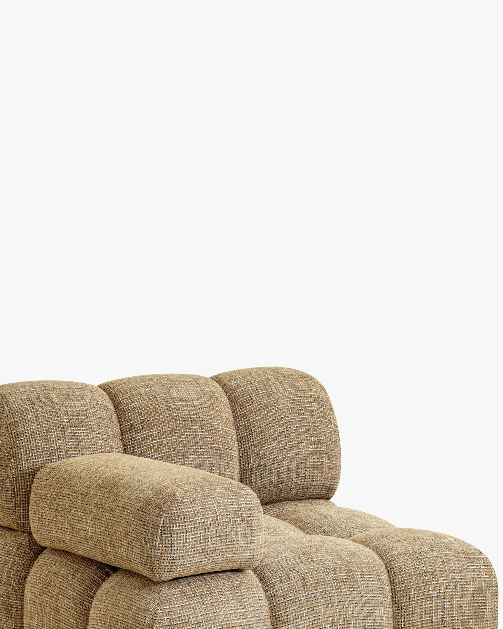 Fauteuil modulable accoudoir interchangeable, Tweed marron caramel Waffle