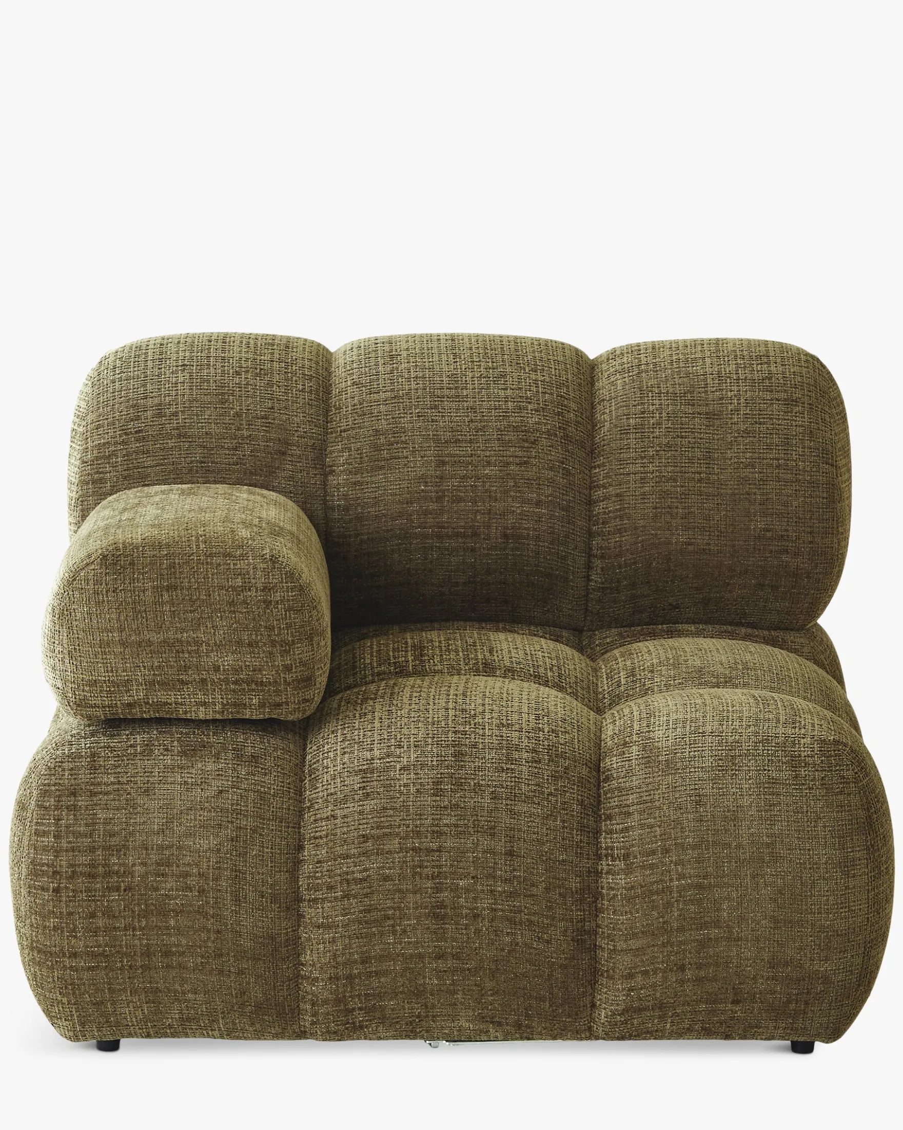 Fauteuil modulable accoudoir interchangeable, Tweed vert lichen Waffle