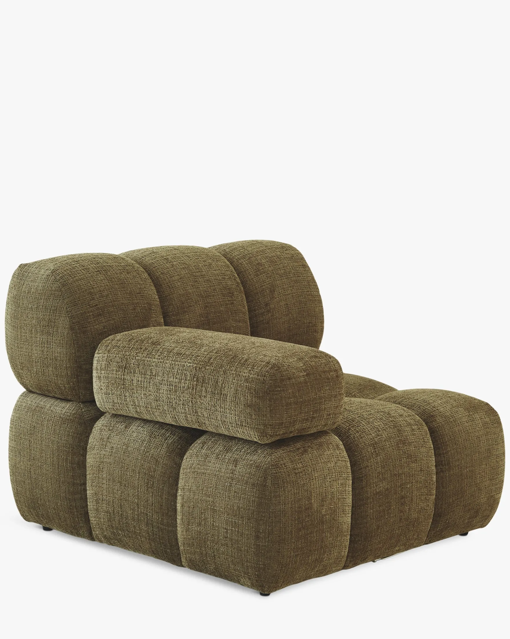 Fauteuil modulable accoudoir interchangeable, Tweed vert lichen Waffle