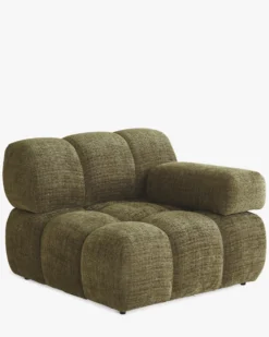 Fauteuil modulable accoudoir interchangeable, Tweed vert lichen Waffle