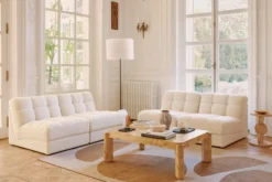 Fauteuil modulable, Blanc avoine bouclé Paul