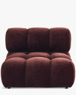 Fauteuil modulable sans accoudoir, Velours bordeaux ligné Waffle