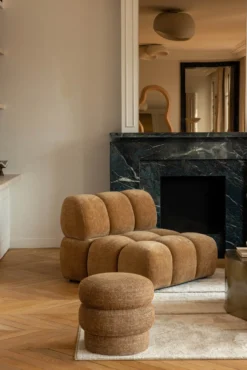 Fauteuil modulable sans accoudoir, Camel crêpé Waffle